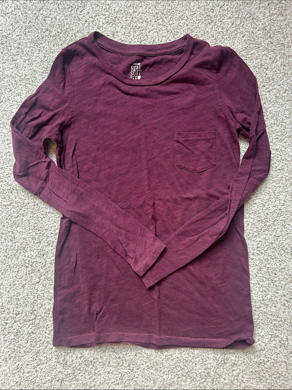 aerie Long Sleeve Pocket Tee - Wine